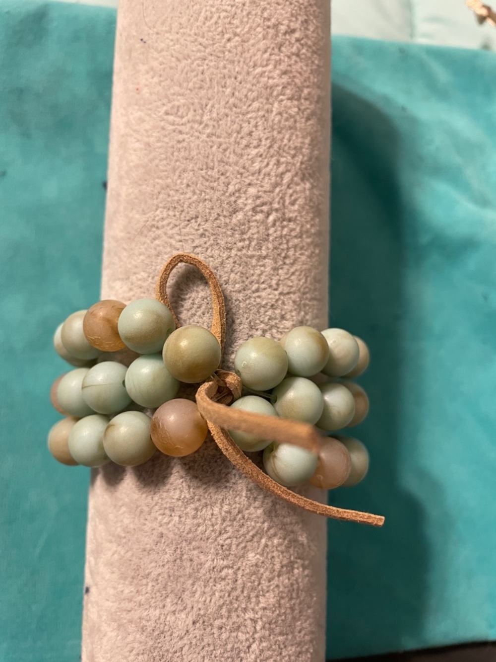 Plunder Mint Green and Tan Beaded Wrap Bracelet